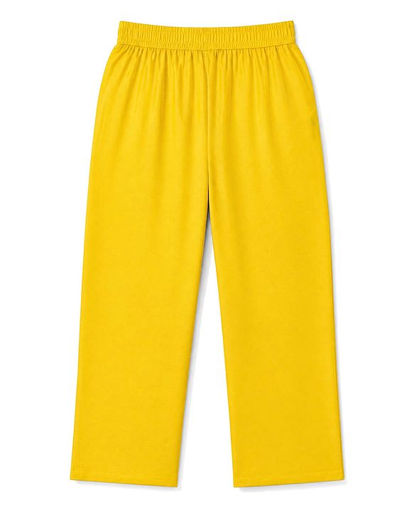 Pine Kids Woven Kurti and Pant With Dupatta With Three Fourth Sleeves and Floral Motifs Foil Print in Yellow