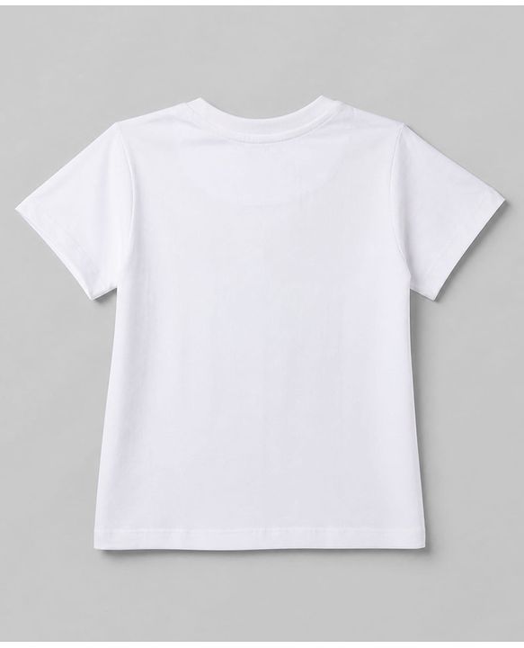 Pine Kids 100% Cotton Knit T-Shirt with Half Sleeves and Orchid Text in White