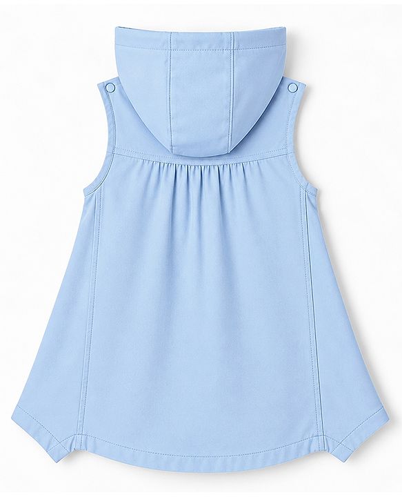 Babyhug Woven Full Sleeves Frocks with Tee & Legging with Knee Length and Cat Applique in Blue
