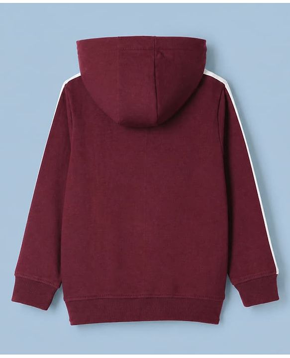 Pine Kids Cotton Mix Knit Sweatshirt with Full Sleeves and Urban Embroidery in Wine