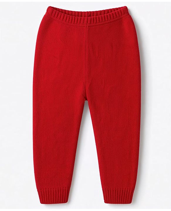 Babyhug Knit Full Sleeves Sweater Set with Floral Design - Red