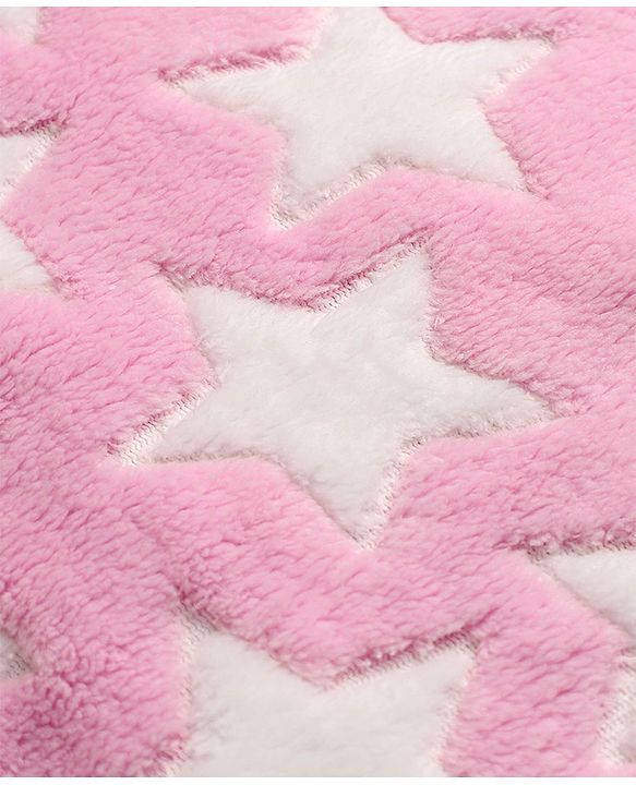 Babyhug Fur Knit Full Sleeves Hooded Winterwear Romper With Star Design - Pink