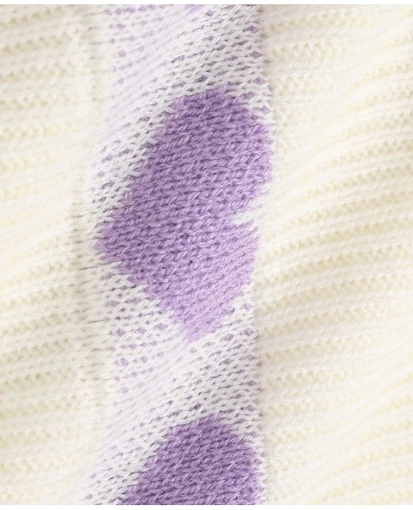 Babyhug Knit Full Sleeves Sweater Set with Heart Design - White & Lavender