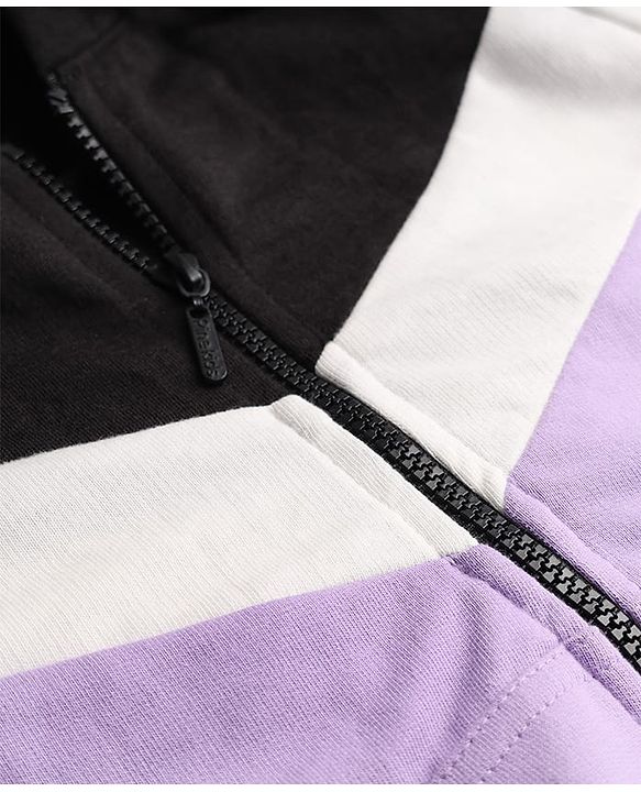 Pine Kids Cotton Mixes Knit Front Zipper Full Sleeves Hooded Sweatshirt with Cut & Sew with Kangaroo Pockets - Black & Lavender