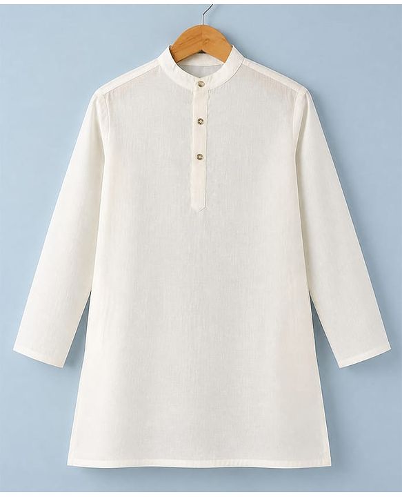 Pine Kids Woven Full Sleeves Kurta & Pyjama Set With Floral Embroidered Jacket - White & Mustard