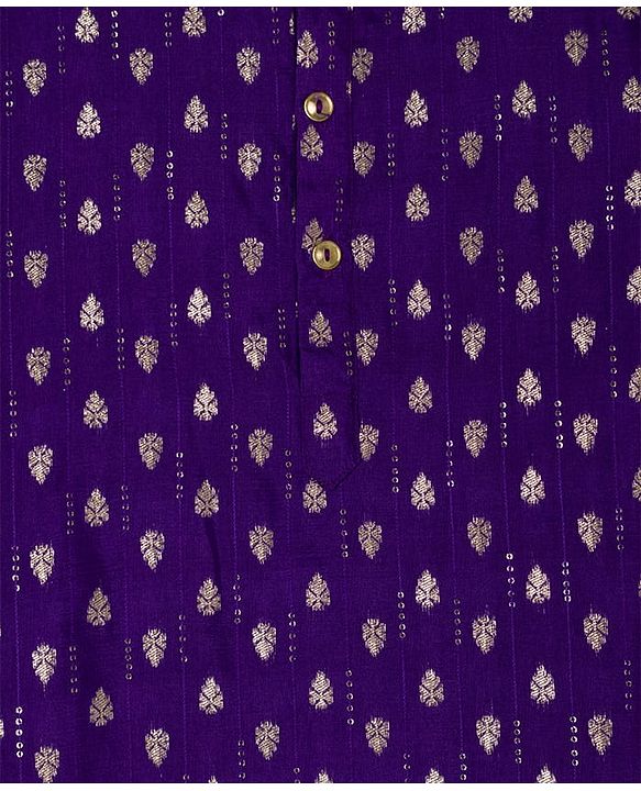 Pine Kids Woven Full Sleeves Kurta Pyjama Set with Full Length and Foil Print in Violet for 4-5 Years