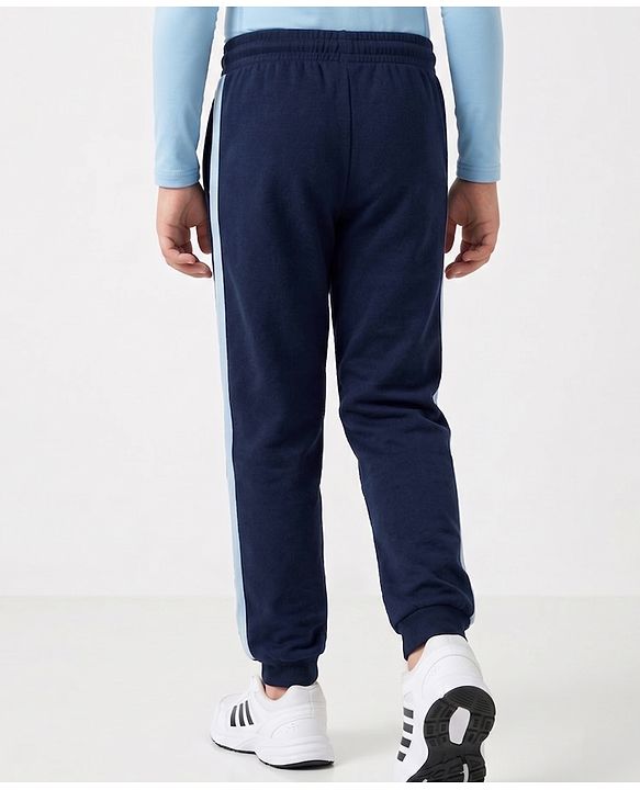 Pine Active Cotton Knit Full Length Solid Coloured Player Printed Track Pant - Navy Blue