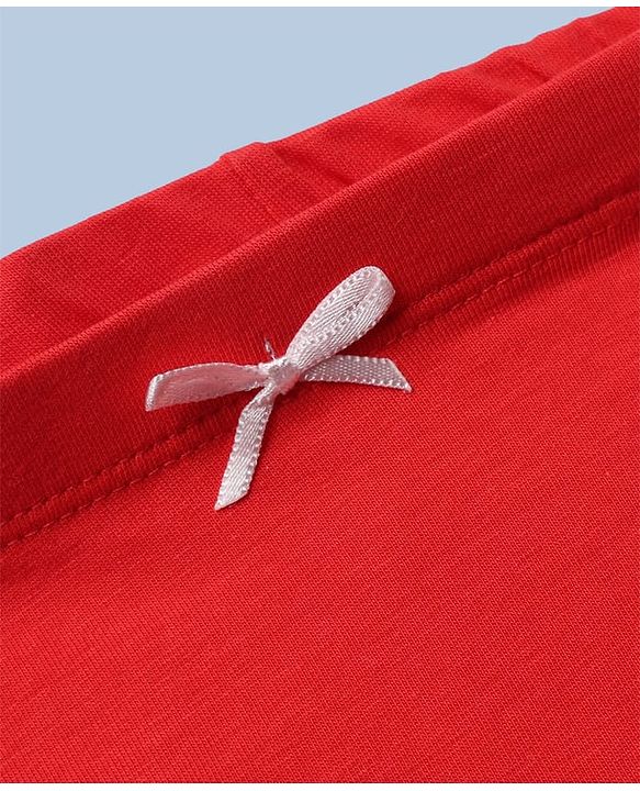 Pine Kids Cotton Mix Knit Bloomers Set With Bow Applique Pack of 3 - Red, White & Pink