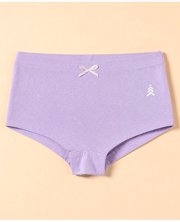Pine Kids Cotton Elastane Knit Bloomers With Bow Applique Pack of 3 - Lavender & Light Blue