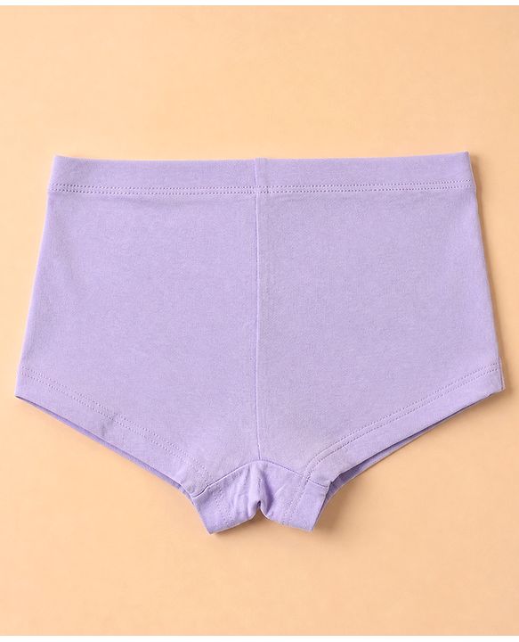 Pine Kids Cotton Elastane Knit Bloomers With Bow Applique Pack of 3 - Lavender & Light Blue