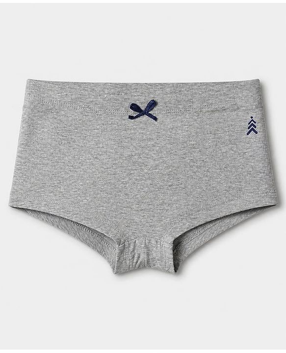 Pine Kids Cotton Lycra Knit Solid Panties Bow Detailing Pack of 3 - Brown Grey & Black