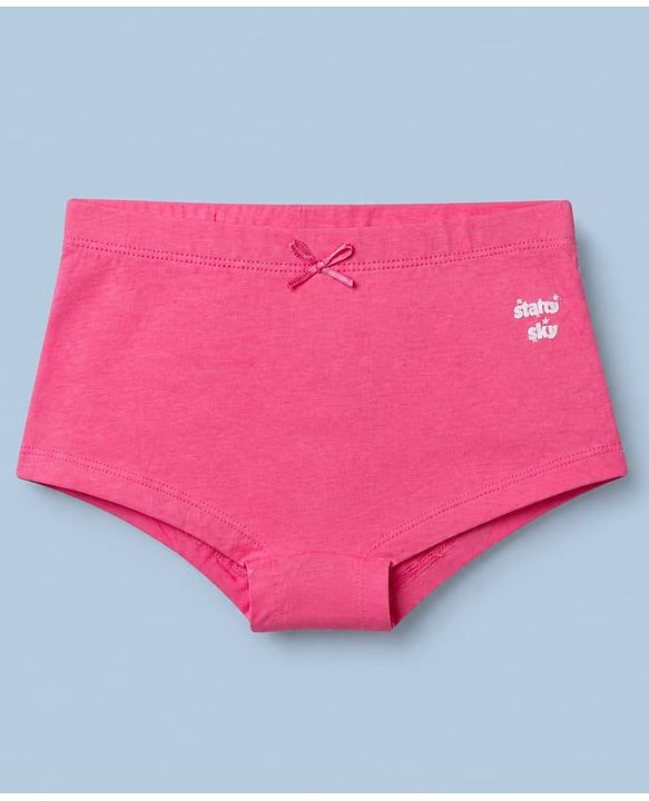 Pine Kids Cotton Elastane Knit Panties With Star Print Pack of 3 - White & Pink