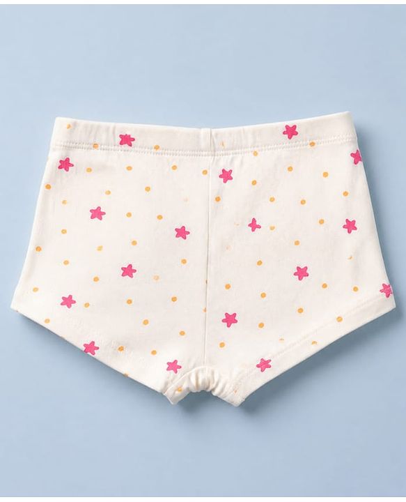 Pine Kids Cotton Elastane Knit Panties With Star Print Pack of 3 - White & Pink