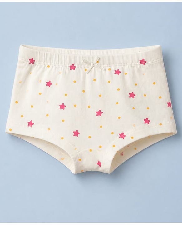 Pine Kids Cotton Elastane Knit Panties With Star Print Pack of 3 - White & Pink