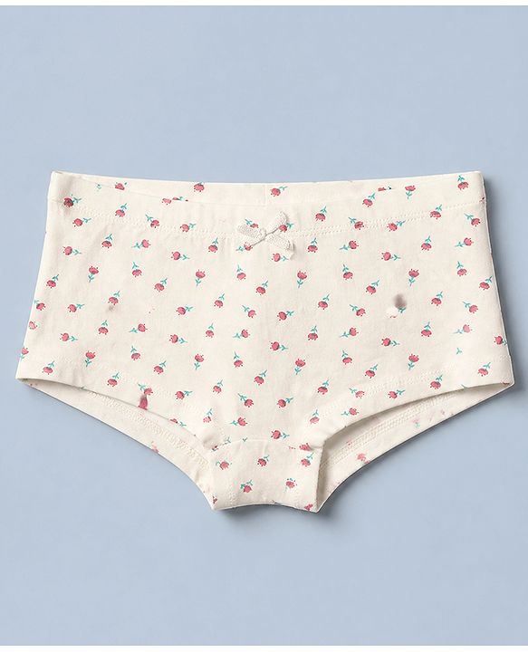 Pine Kids Cotton Knit Bloomers with Floral Print Pack of 3 - White & Pink