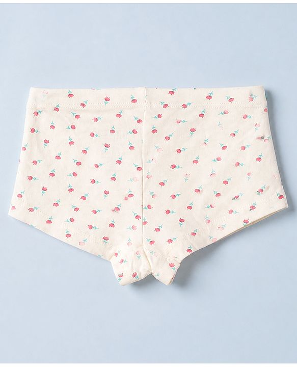 Pine Kids Cotton Knit Bloomers with Floral Print Pack of 3 - White & Pink