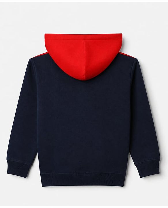 Pine Kids Cotton Mix Knit Sweatshirt with Full Sleeves and London Slogan Print in Navy Blue