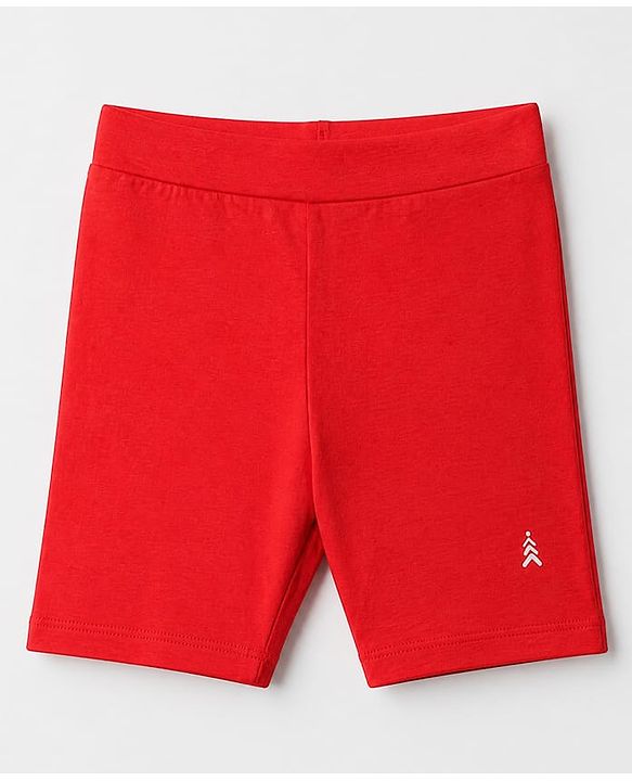 Pine Kids Cotton Lycra Knit Above Knee Length Solid Cycling Shorts Pack of 3 - Red Light Pink Black