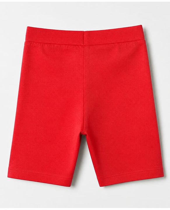 Pine Kids Cotton Lycra Knit Above Knee Length Solid Cycling Shorts Pack of 3 - Red Light Pink Black