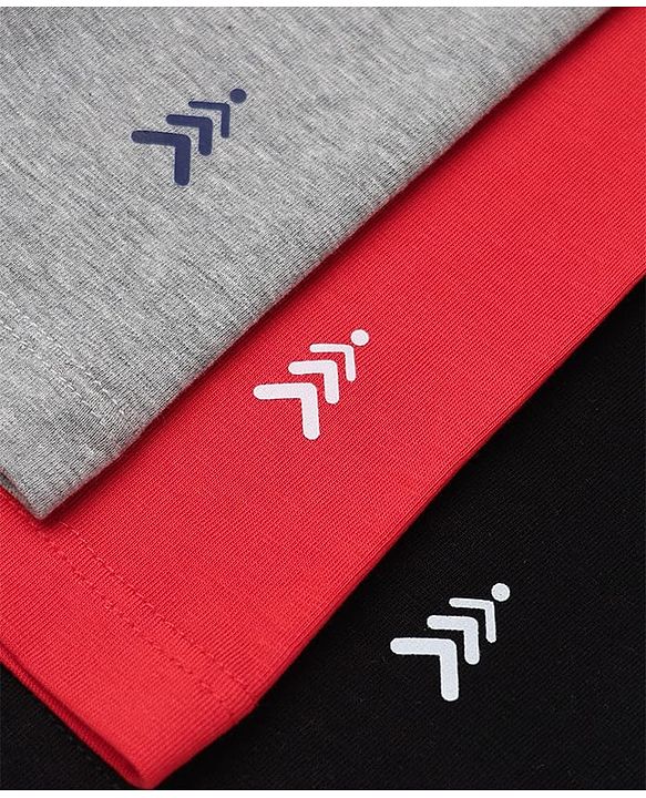 Pine Kids Cotton Lycra Knit Above Knee Length Cycling Shorts Pack of 3 - Red Grey & Black