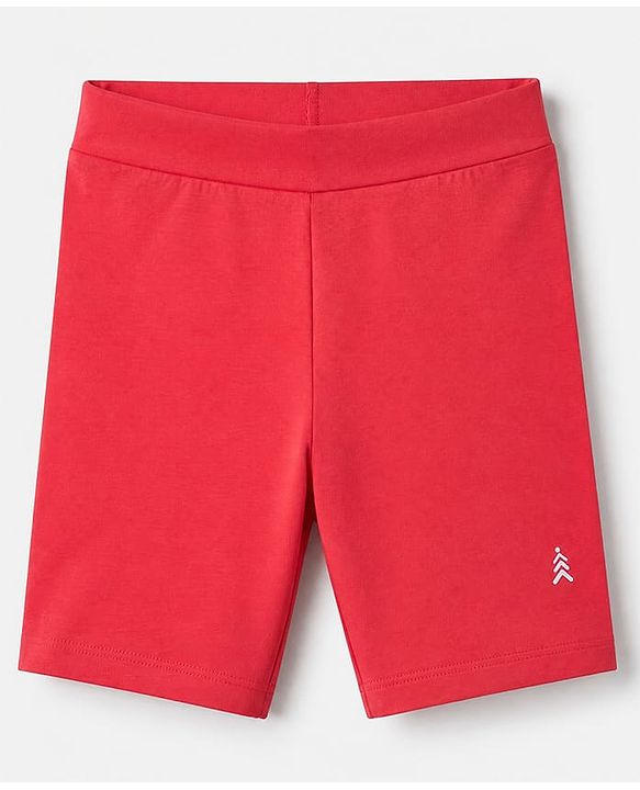 Pine Kids Cotton Lycra Knit Above Knee Length Cycling Shorts Pack of 3 - Red Grey & Black