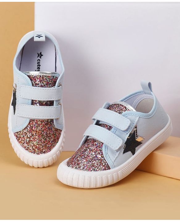 Cute Walk by Babyhug Velcro Closure Glitter Print Casual Shoes - Blue