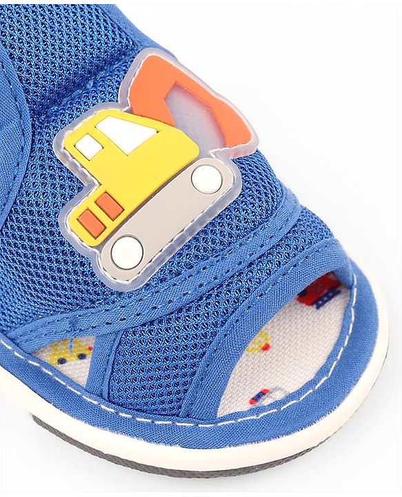 Cute Walk by Babyhug Velcro Closure Musical Sandals with Vehicle Applique - Blue