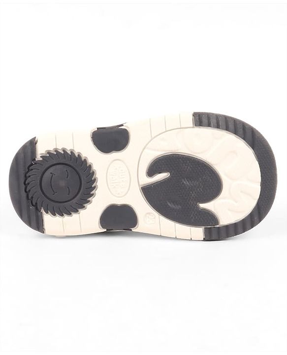 Cute Walk by Babyhug Velcro Musical Sandals With Vehicle Embroidery - Navy Blue