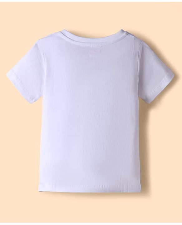 Babyhug Single Jersey Knit T-Shirt and Shorts with Half Sleeves and Beach Scene Print in White for 18-24 Months