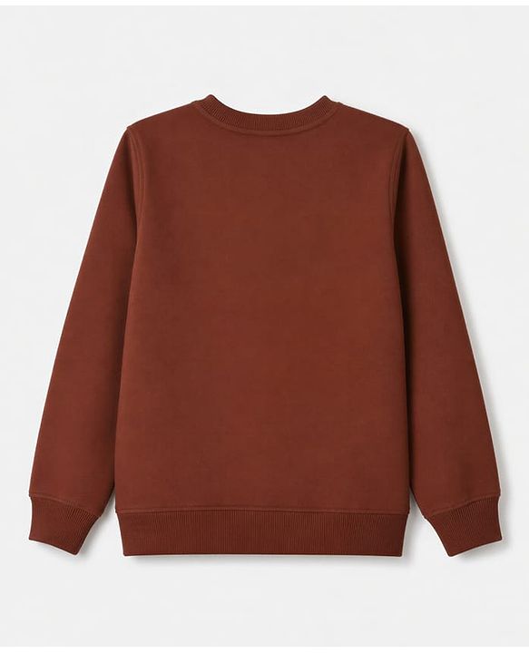 Pine Kids Cotton Knit Sweatshirt with Full Sleeves and Paris Print in Brown for 4-5 Years