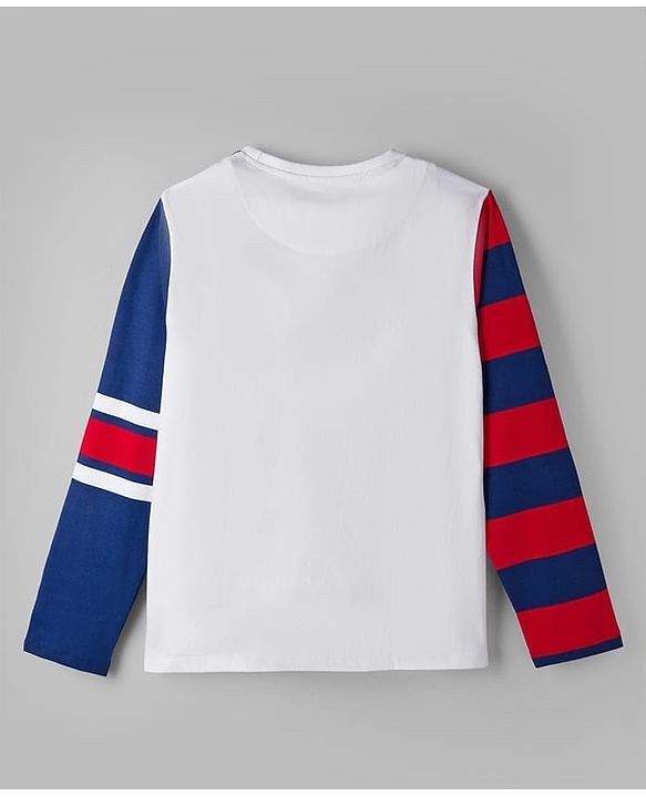 Pine Kids Marvel 100% Cotton Single Jersey Knit T-Shirts with Full Sleeves and Captain America Graphic Print - White