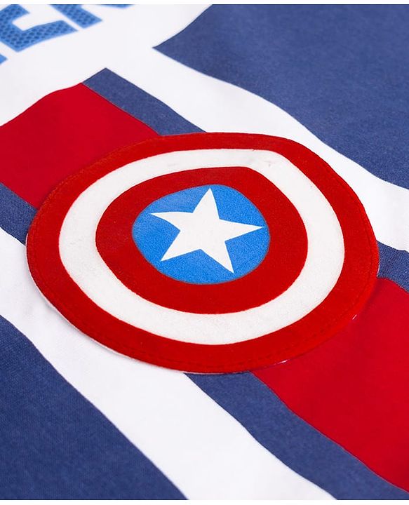 Pine Kids Marvel 100% Cotton Single Jersey Knit T-Shirts with Full Sleeves and Captain America Graphic Print - White
