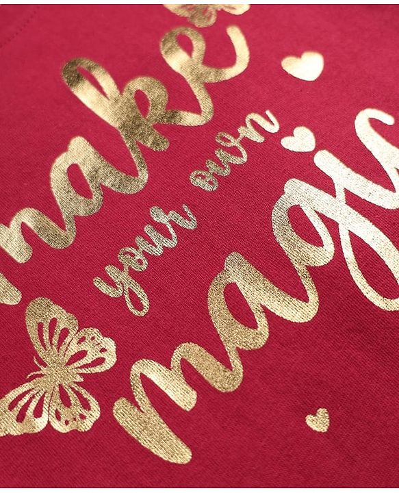 Babyhug 100% Cotton Knit T-Shirt with Full Sleeves & Make Your Own Magic Foil Print - Red