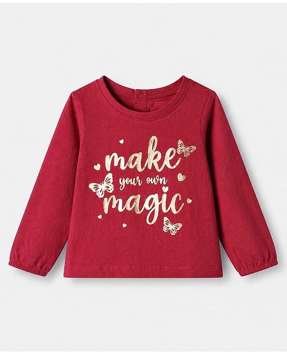 Babyhug 100% Cotton Knit T-Shirt with Full Sleeves & Make Your Own Magic Foil Print - Red