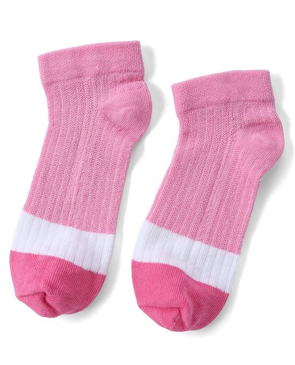 Cute Walk By Babyhug Knit Anti Bacterial Ankle Length Socks Pack Of 3 - Purple, Pink & Yellow