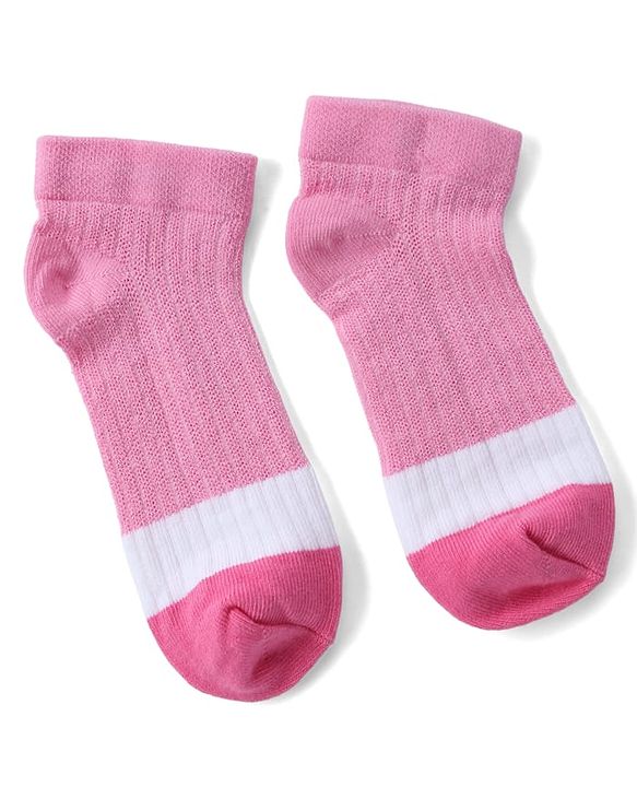 Cute Walk By Babyhug Knit Anti Bacterial Ankle Length Socks Pack Of 3 - Purple, Pink & Yellow