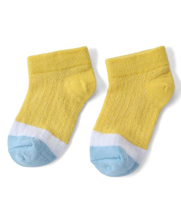 Cute Walk By Babyhug Knit Anti Bacterial Ankle Length Socks Pack Of 3 - Purple, Pink & Yellow