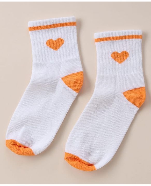 Cute Walk By Babyhug Anti Bacterial Ankle Length Socks With Heart Print Pack of 3 - Orange, Red & Light Blue