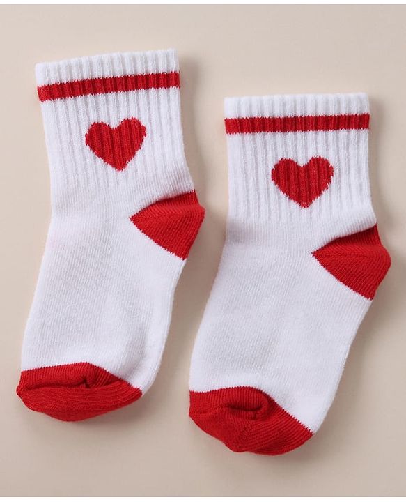 Cute Walk By Babyhug Anti Bacterial Ankle Length Socks With Heart Print Pack of 3 - Orange, Red & Light Blue