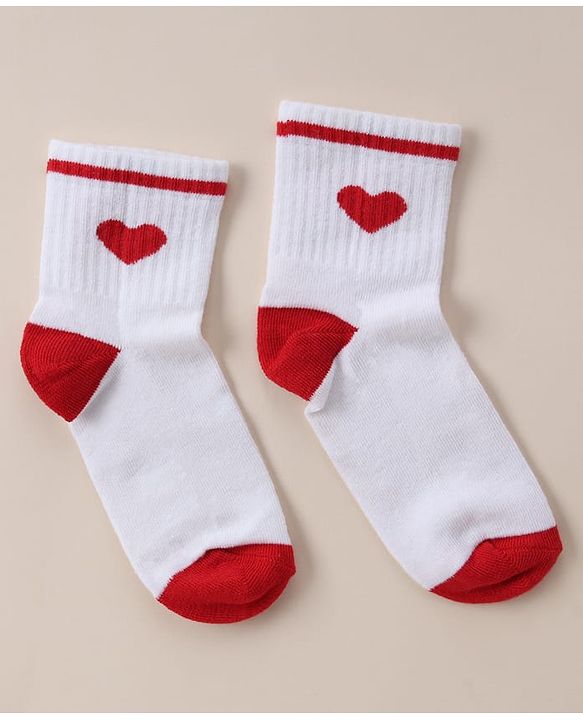 Cute Walk By Babyhug Anti Bacterial Ankle Length Socks With Heart Print Pack of 3 - Orange, Red & Light Blue