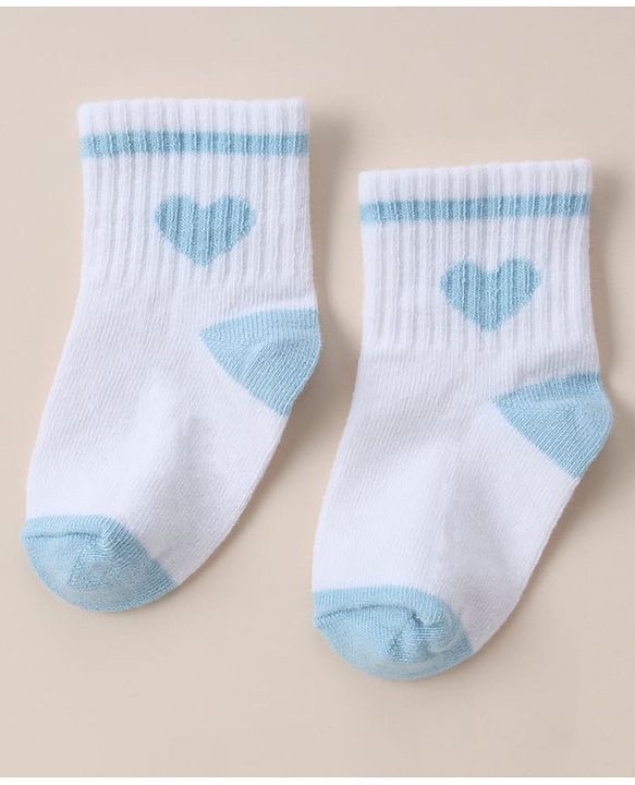 Cute Walk By Babyhug Anti Bacterial Ankle Length Socks With Heart Print Pack of 3 - Orange, Red & Light Blue