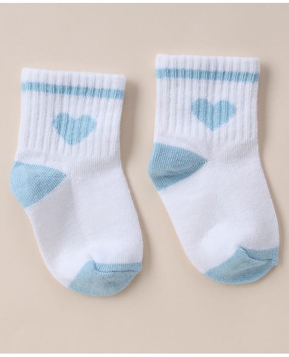 Cute Walk By Babyhug Anti Bacterial Ankle Length Socks With Heart Print Pack of 3 - Orange, Red & Light Blue
