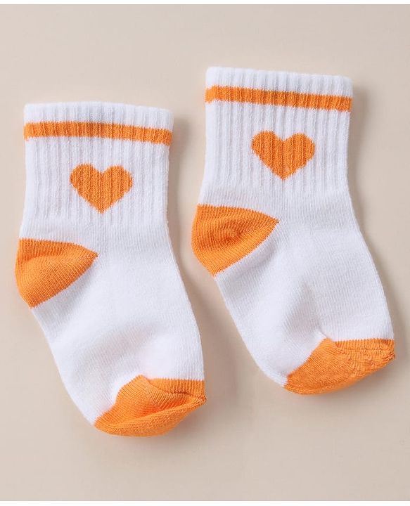 Cute Walk By Babyhug Anti Bacterial Ankle Length Socks With Heart Print Pack of 3 - Orange, Red & Light Blue