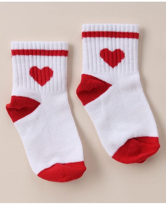 Cute Walk By Babyhug Anti Bacterial Ankle Length Socks With Heart Print Pack of 3 - Orange, Red & Light Blue