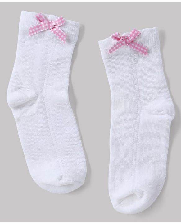 Cute Walk By Babyhug Knit Anti Bacterial Ankle Length Socks With Bow Applique Pack of 3 - White, Purple & Mustard