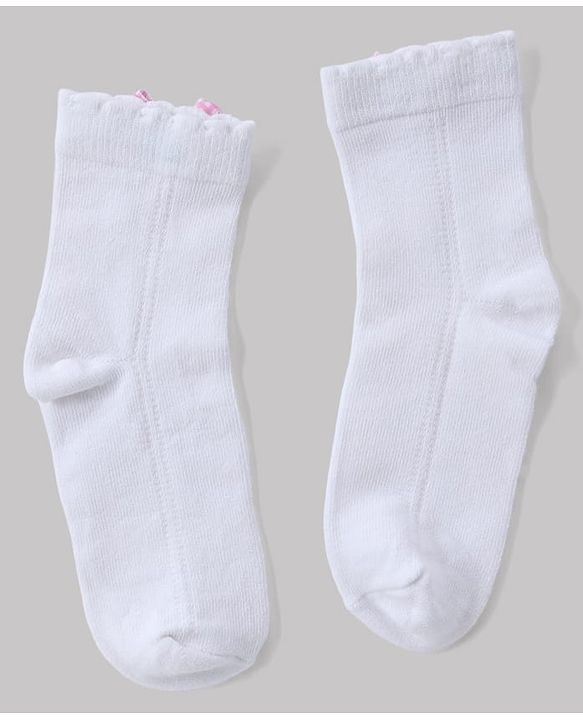 Cute Walk By Babyhug Knit Anti Bacterial Ankle Length Socks With Bow Applique Pack of 3 - White, Purple & Mustard