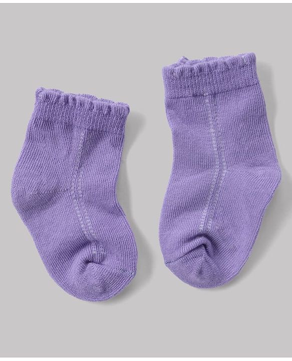 Cute Walk By Babyhug Knit Anti Bacterial Ankle Length Socks With Bow Applique Pack of 3 - White, Purple & Mustard