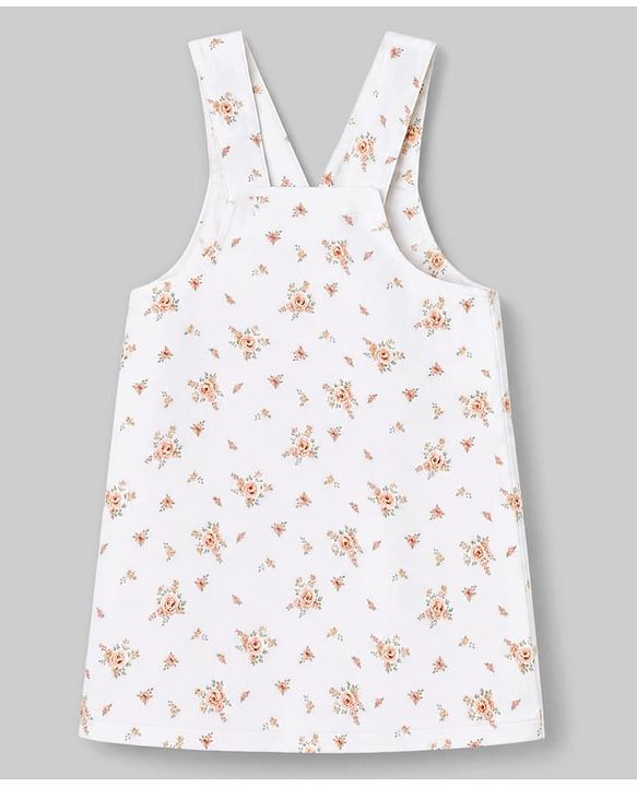 Babyhug Twill Woven Frock with Inner Tee with Full Sleeves and Floral Print - Pink