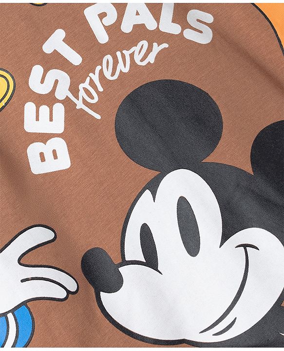 Pine Kids Disney Single Jersey Knit T-shirts With Full Sleeves and Mickey and Friends Graphic - Brown