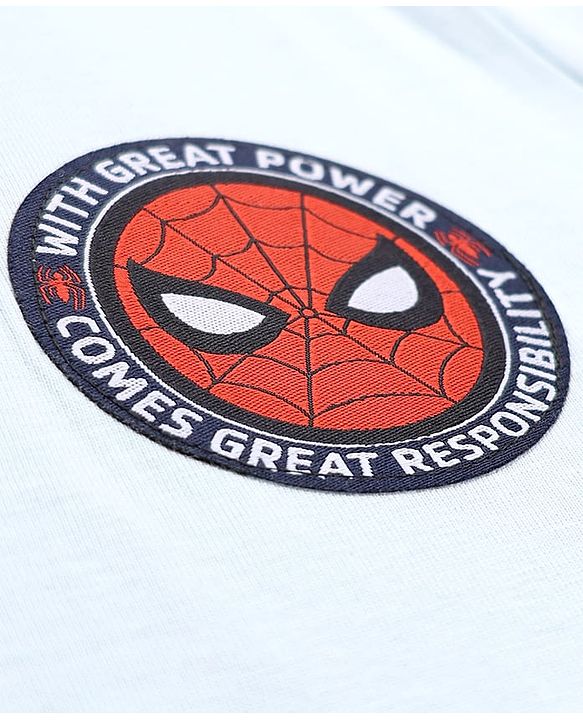 Pine Kids Marvel Cotton Knit T-Shirt with Full Sleeves and Spider-Man Print in Light Blue